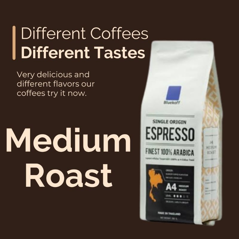 BlueKoff A4 Medium Roast เมล็ดกาแฟคั่วคุณภาพ ขนาด 250 กรัม