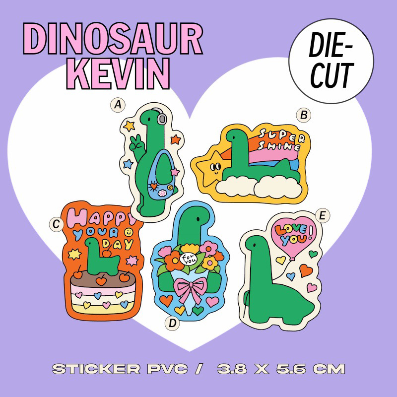 (Sticker Die-cut) DINO KEVIN ซื้อ 4 ชิ้นขึ้นไปเหลือตัวละ 12 บาท สติกเกอร์ไดคัท เซตไดโนเสาร์เควิน