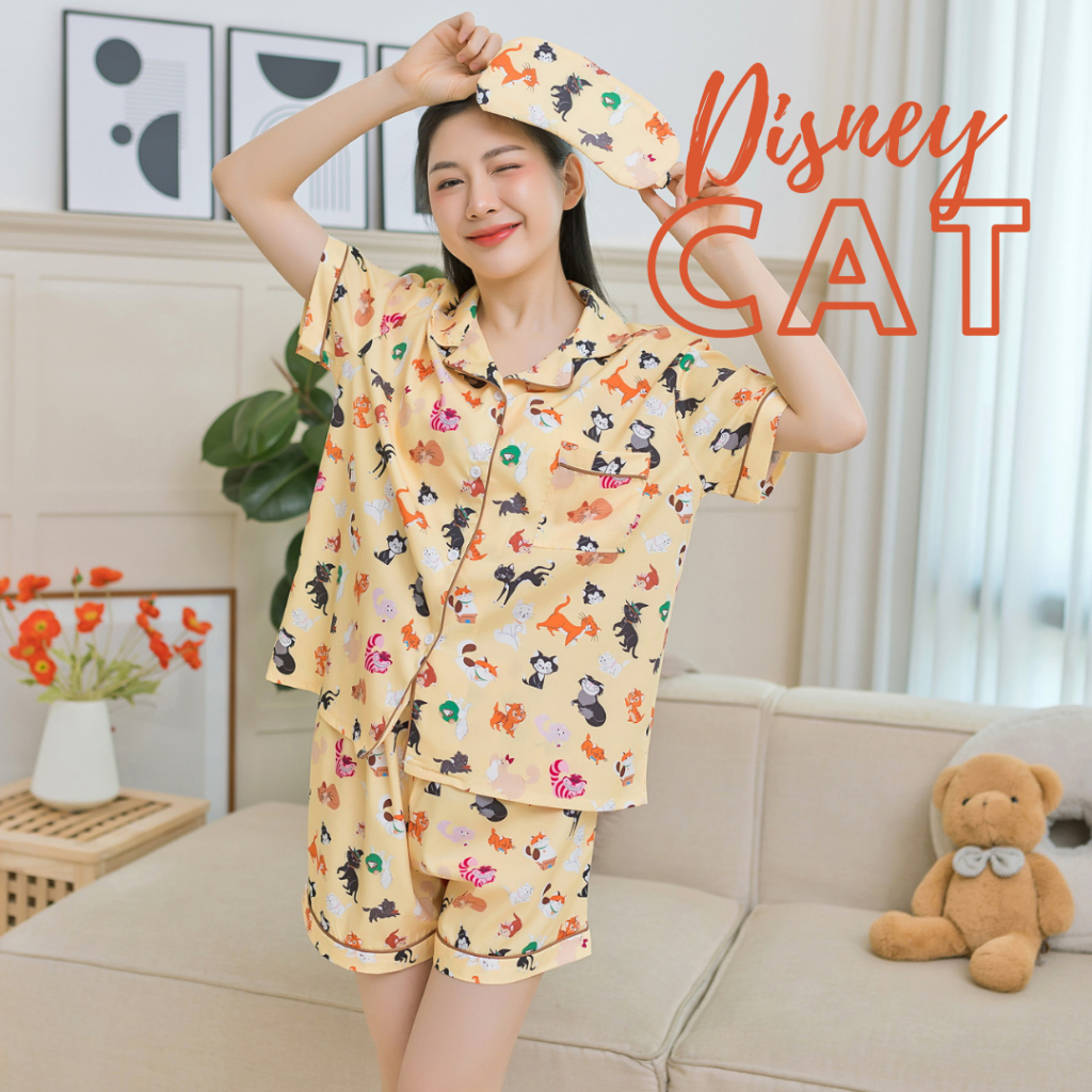 Lavender Disney Cat ชุดนอนลายแมวน้อยน่ารัก