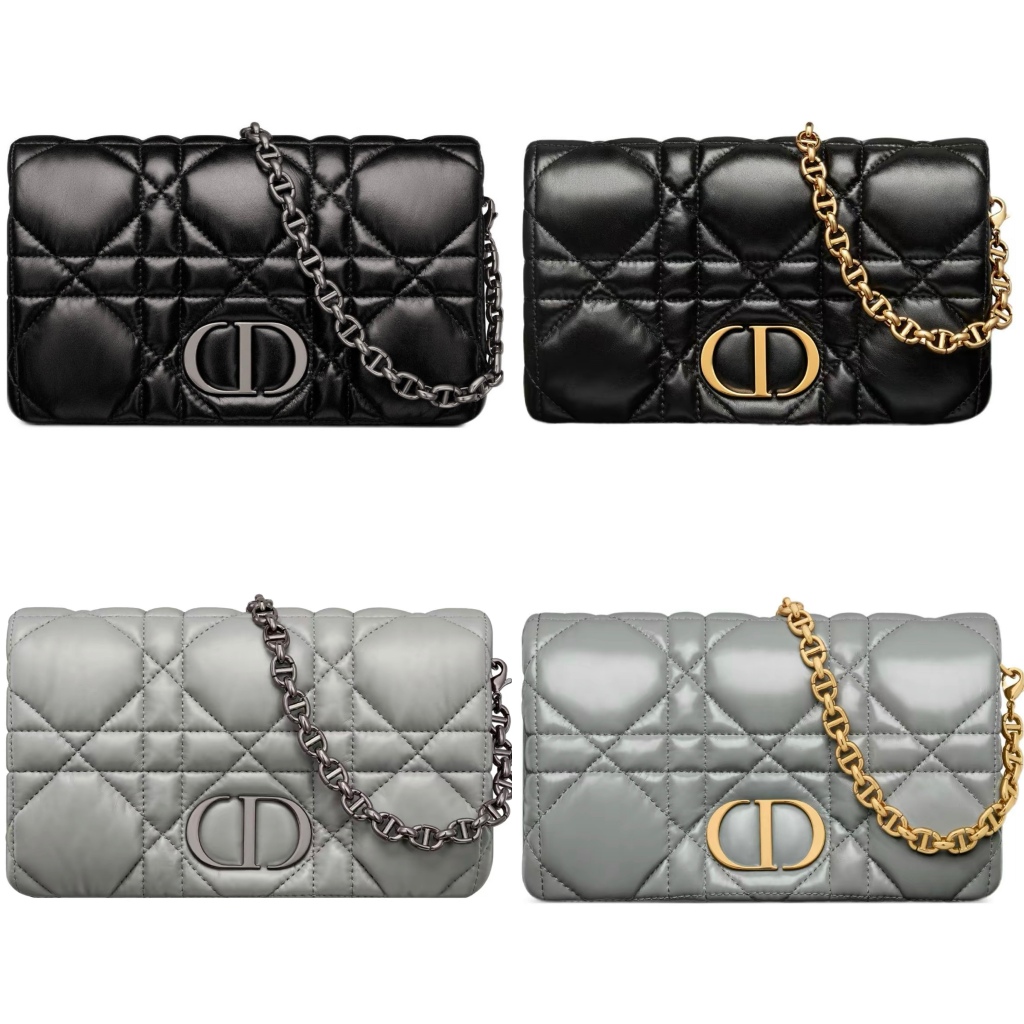 Dior/CARO/รูปแบบ cannage/กระเป๋าโซ่/กระเป๋าสะพายข้าง/ของแท้ 100%
