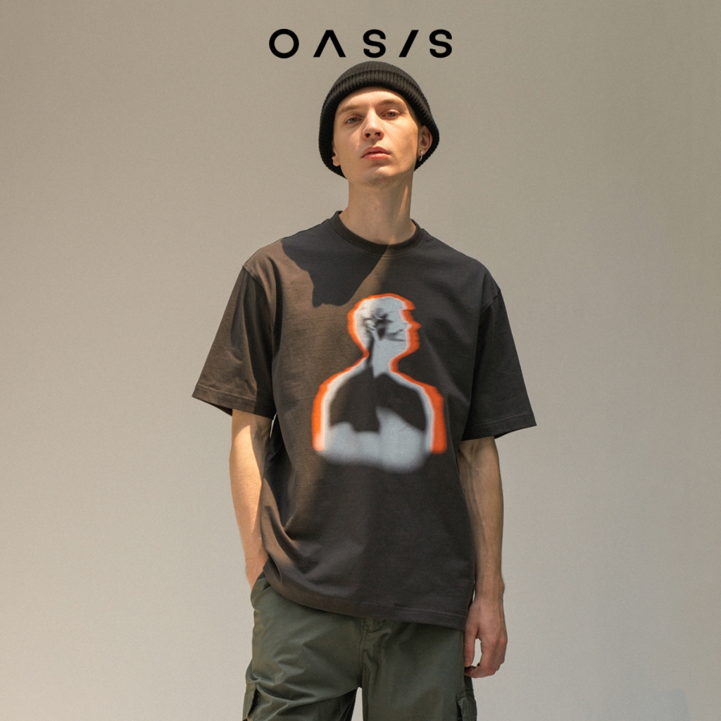 OASIS เสื้อยืดผู้ชาย รุ่น MTP-1888L เสื้อยืดคอกลม cotton100% สกรีนลาย