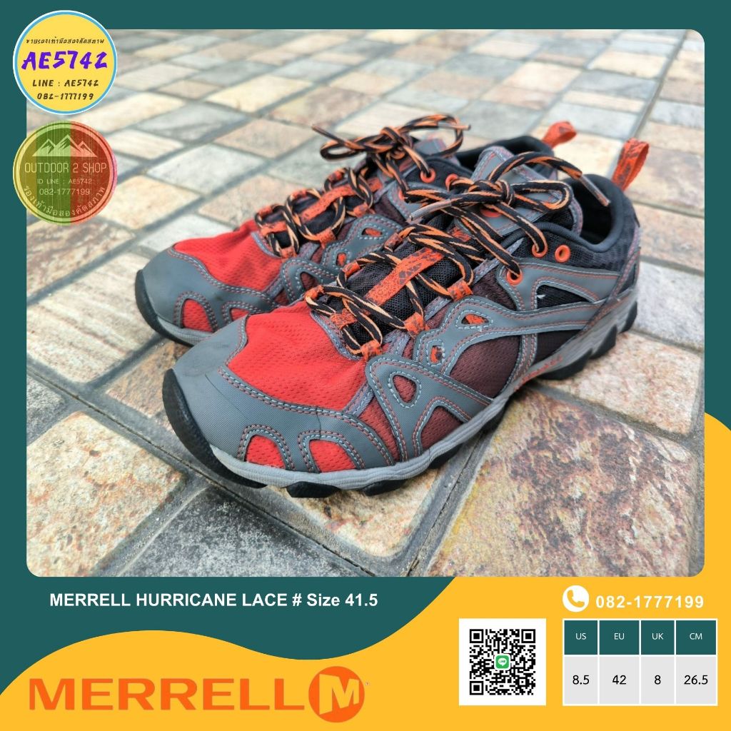 MERRELL HURRICANE LACE # Size 41.5 รองเท้ามือสอง ของแท้ สภาพดี จัดส่งเร็ว