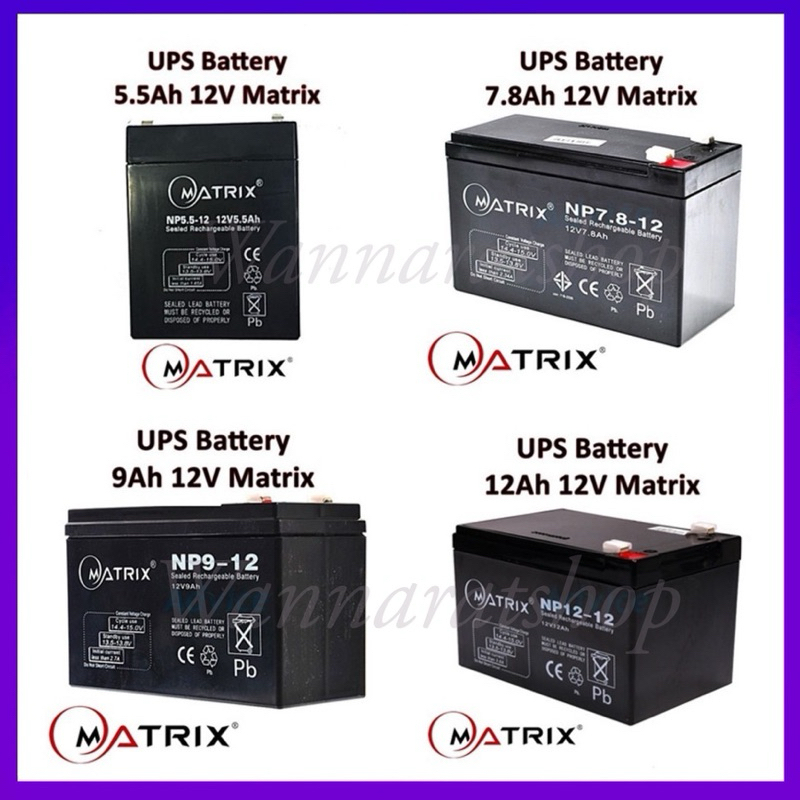 MAXRIX แบตเตอรี่สำรองไฟ UPS 12V5.5A 12V7.8A 12V9A