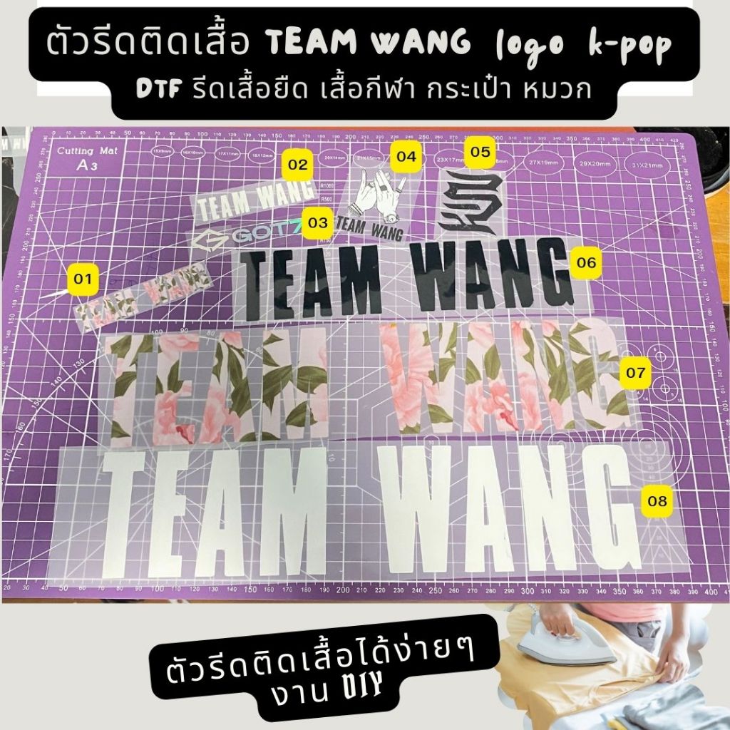 ตัวรีดติด ทีมหวัง TEAM WANG  DTF รีดเสื้อยืด เสื้อกีฬา กระเป๋า หมวก ผ้าชนิดต่างๆ
