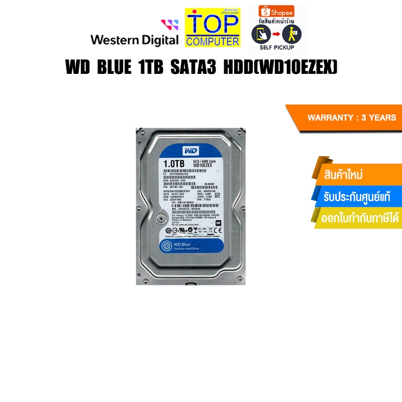 WD BLUE 1TB SATA3 HDD(WD10EZEX)/ประกัน 3 Years