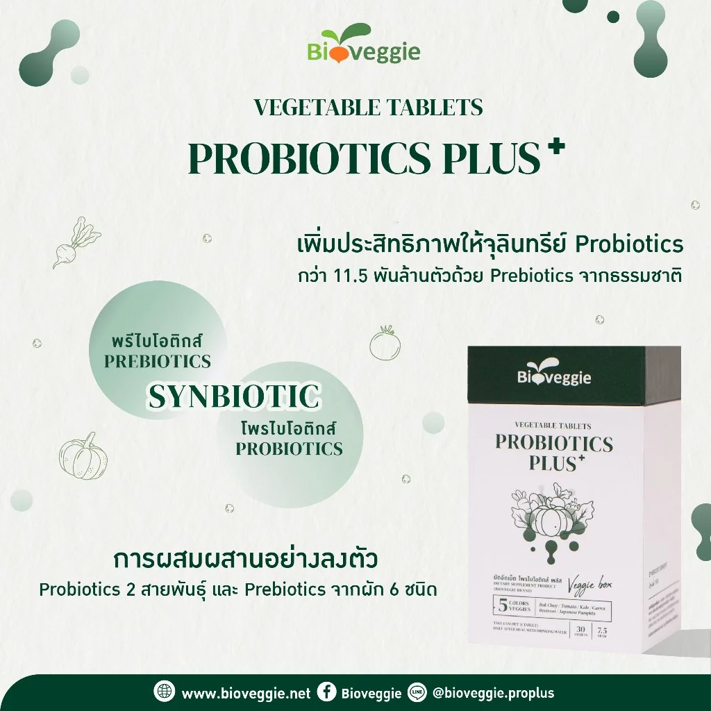 Bioveggie ProbioticsPlus [Pro+] ผลิตภัณฑ์เสริมอาหาร โพรไบโอติกส์ พลัส ผักอัดเม็ด (แบรนด์ ไบโอเวกกี้) thumbnail 8