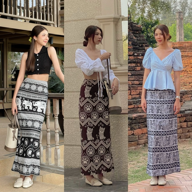กระโปรงยาวลายช้าง “ Saya maxi skirt ”