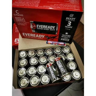 ถ่าน ตราแมว 9 ชีวิต ไซส์C (R14) 1.5V pack2 EVEREADY Super Heavy Duty Carbon Zinc ถ่าน แท้ประกันศูนย์-เอเวอร์เรดี้