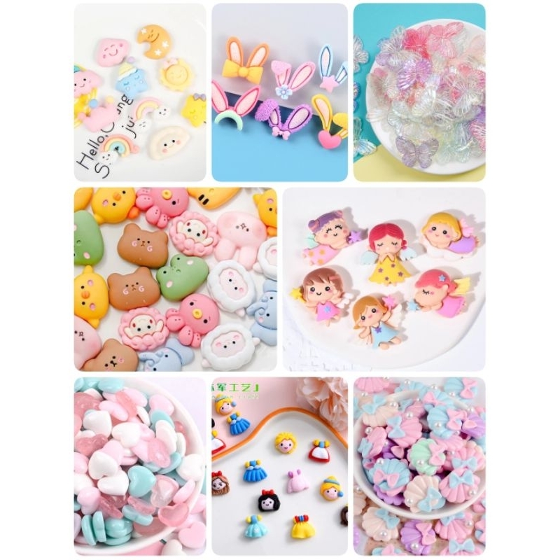 K03 (ชุดคละ 5 ชิ้น,10 ชิ้น) เรซินตกแต่ง งาน DIY แต่งเคสโทรศัพท์ ชุดหอยมุข, หัวใจ, นางฟ้า, เจ้าหญิง, หูกระต่าย