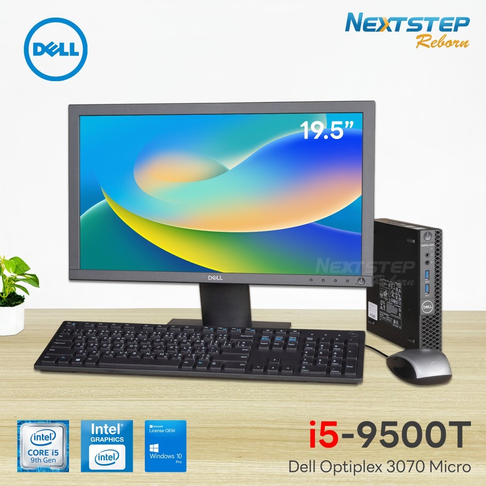 Mini Pc Dell Optiplex 3070 Micro Core i5 9500T Ram 8GB M.2 512GB License Windows 10 Pro Monitor 19.5