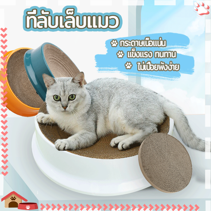 ซื้อ 1 แถม 1✨ ที่ลับเล็บแมว ที่นอนแมว 2 in 1 ที่ฝนเล็บแมว ที่ลับเล็บแมวทรงกลม เปลี่ยนกระดาษลับเล็บได้ ที่นอนแมว ของเล่น