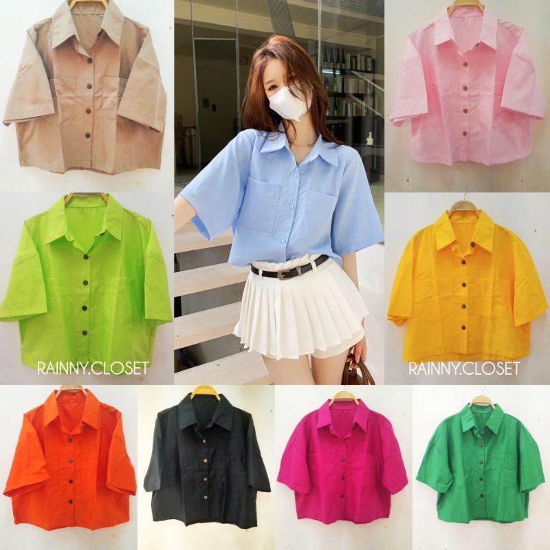 Crop Shirt เสื้อครอปเชิ้ตแขนสั้น สไตล์มินิมอล ใส่แล้วน่าร้ากกก