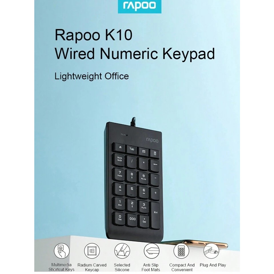คีย์บอร์ดตัวเลข Rapoo Numeric Keypad K10 Black