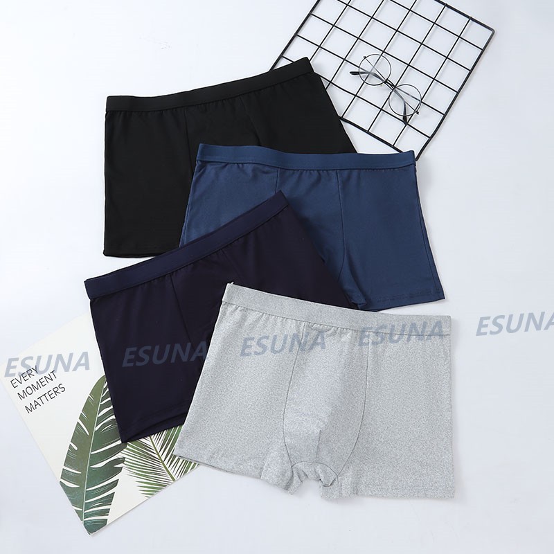 Esuna 4118# boxer กางเกงในชายเนื้อผ้าเหมือนคอตตอนนุ่มไร้ตะเข็บนอ่อนโยนอย่างธรรมชาติเนื้อ กางเกงในชายผ้านิ่มใส่สบายขอบไม่