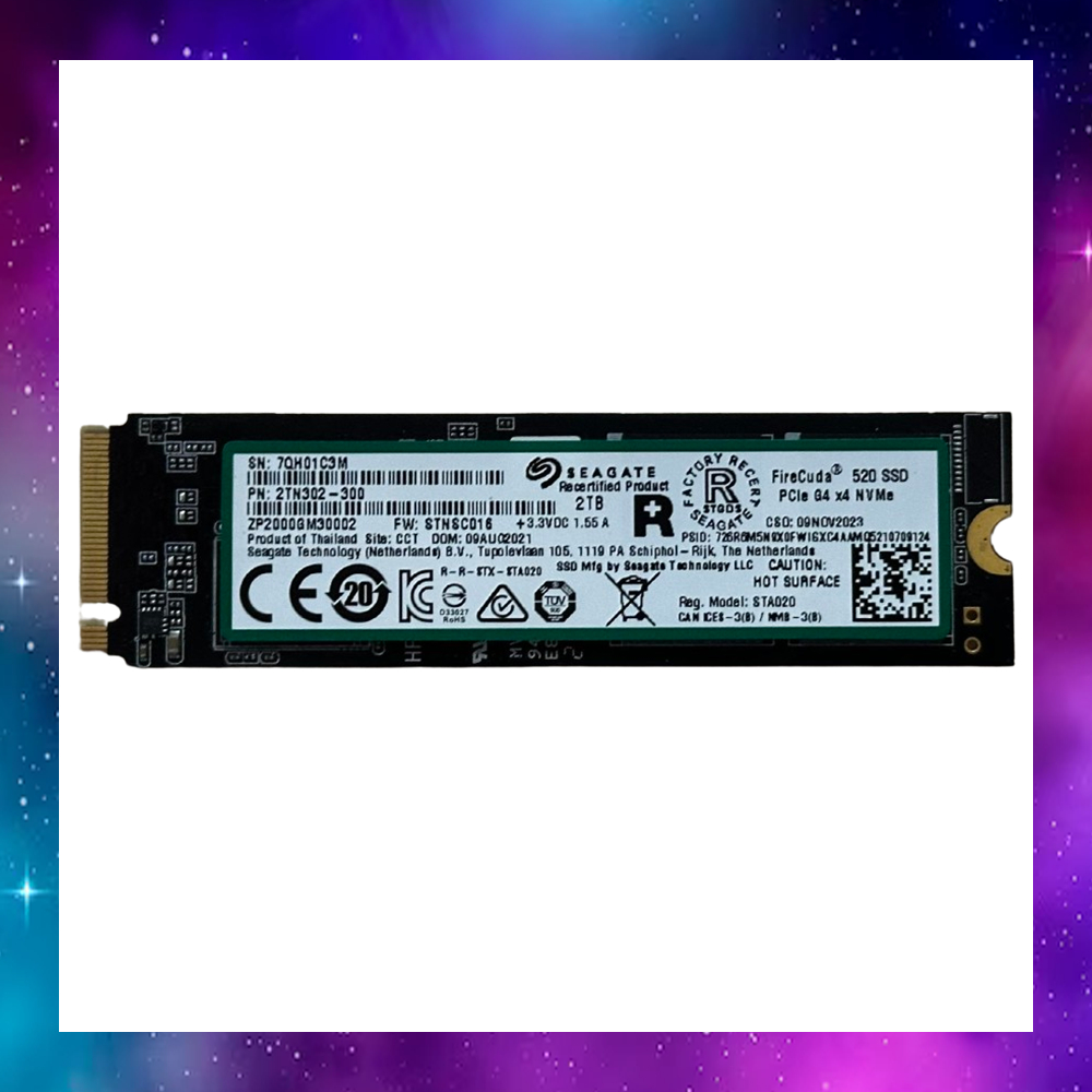 2 TB SSD (เอสเอสดี) SEAGATE FIRECUDA 520 SSD PCIe/NVMe M.2 2280 (ZP2000GM3A002) ใช้งานปกติ
