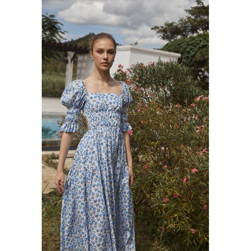 เดรสยาว แขนพอง รุ่น Belva puff dress แบรนด์ Pleased