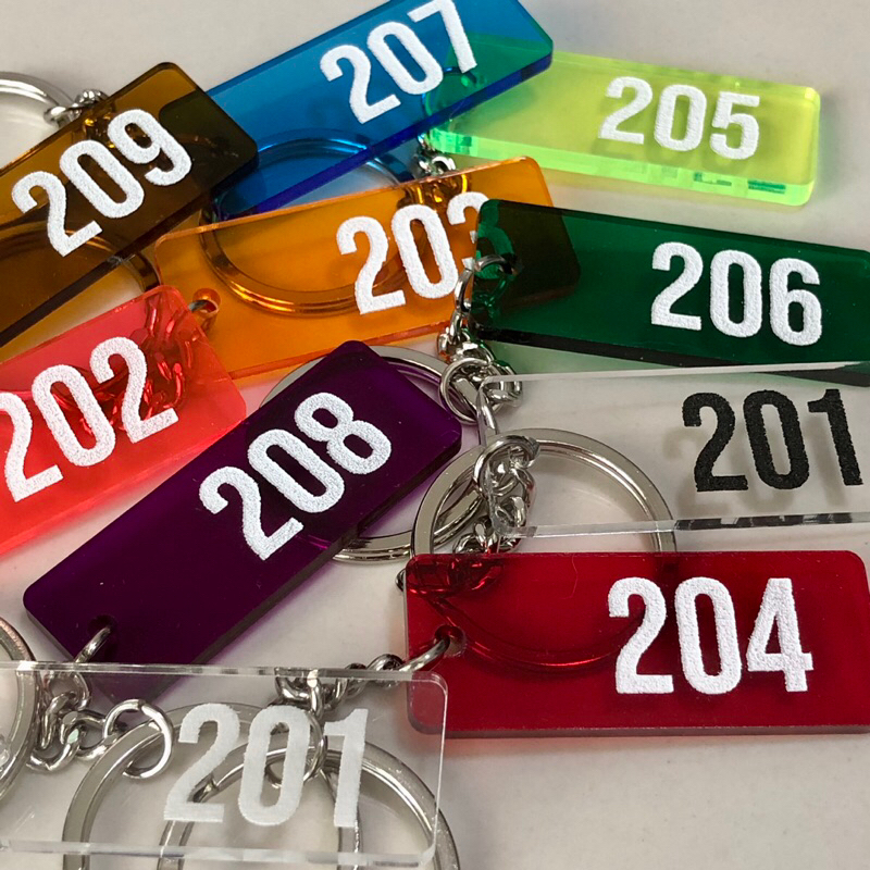 พวงกุญแจอะคริลิคขนาด 2x5cm.สี แนว candy โปร่งแสง ราคาต่อชุดเริ่มต้น 10ชิ้นขึ้นไป(แจ้งตัวเลขในแชท)