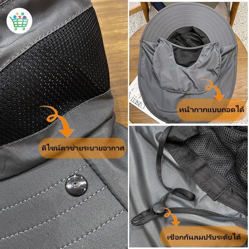 หมวก หมวกตกปลา หมวกกันแดดปีกกว้าง UPF50+ บังแดดได้ 360องศา ไม่อาบชิ้น ทรงปีกรอบ สำหรับใส่ทำงาน อยู่กลางแจ้ง เดินป่า - รูปที่ 5