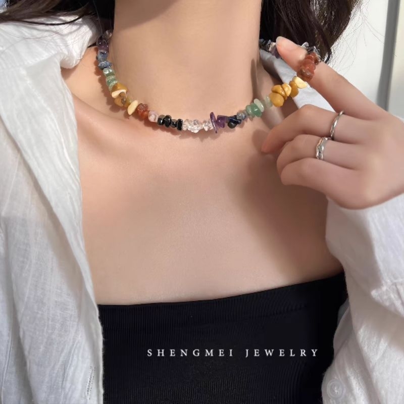 สร้อยคอหินแตก หินธรรมชาติ เท่ๆ ใส่ได้กับทุกลุค พร้อมส่ง