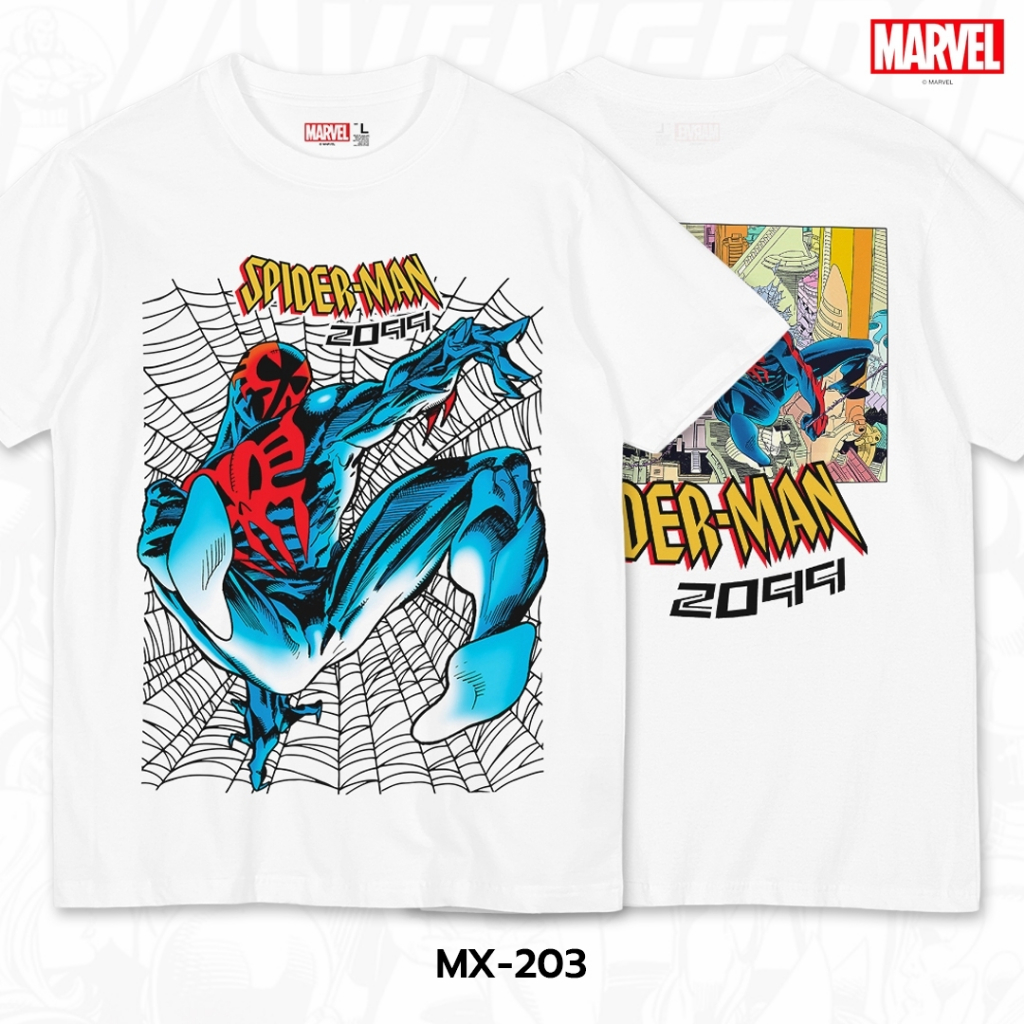 Power7Shop เสื้อยืดการ์ตูน มาร์เวล Spider Man ลิขสิทธ์แท้ MARVEL COMICS T-SHIRTS (MX-203)