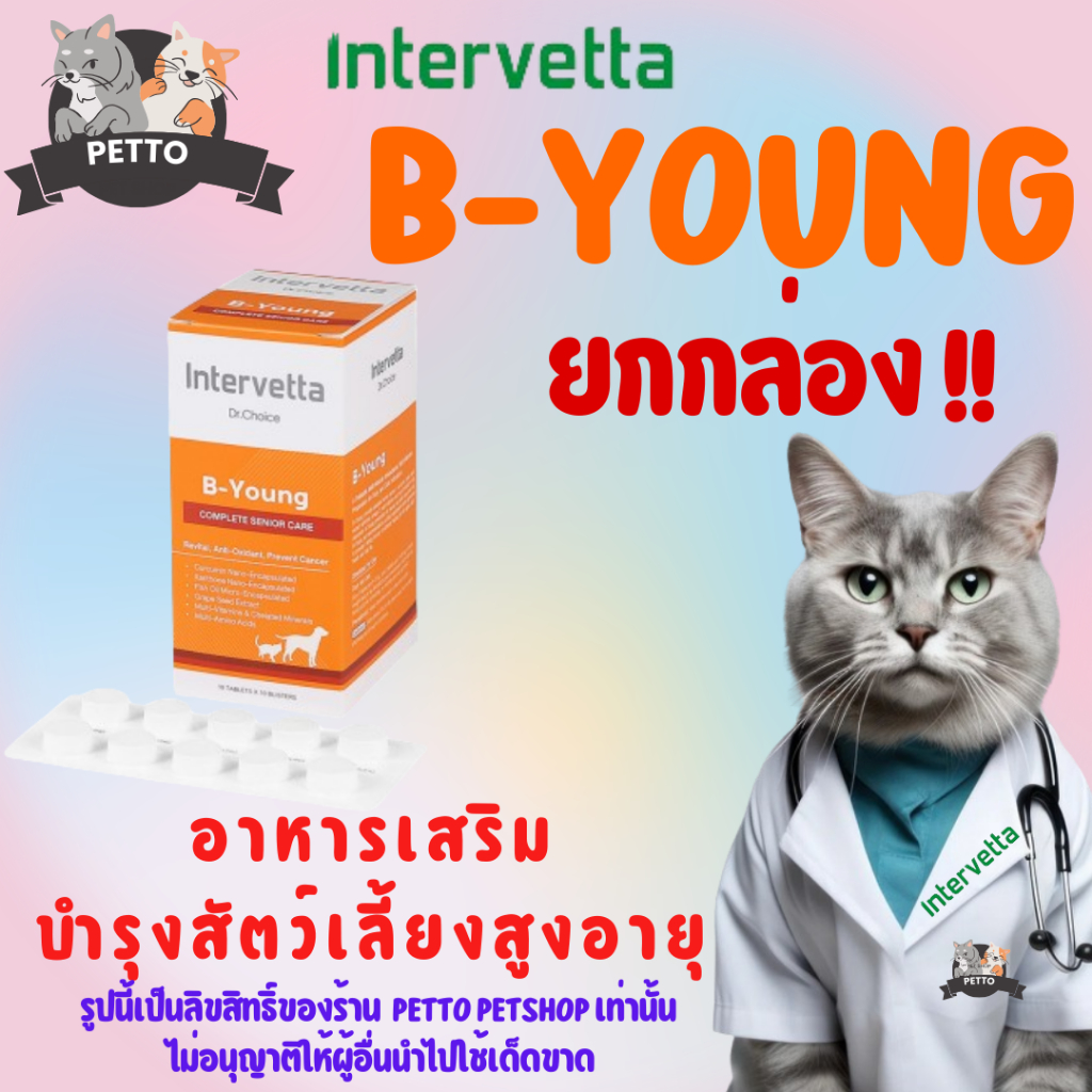 ยกกล่อง! Dr. Choice B-Young Intervetta Complete senior care อาหารเสริม บำรุงระบบประสาทบำรุงสมอง