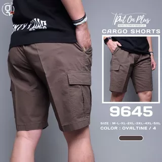 GOODWIN - 9645 CARGO SHORTS กางเกงขาสั้น ผู้ชาย เอวยืด คาร์โก้ ผ้าคอตต้อน สีพื้น