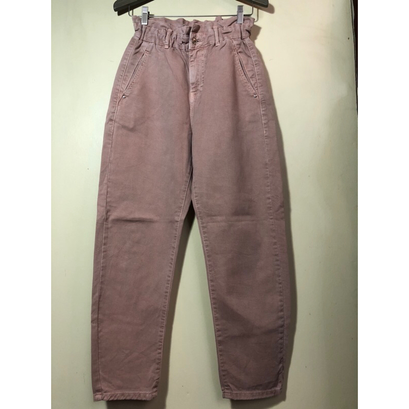 กางเกงยีนส์ZARA BAGGYสีชมพูนู้ดeur34เอว26-30สะโพก40เป้า13ยาว38.5