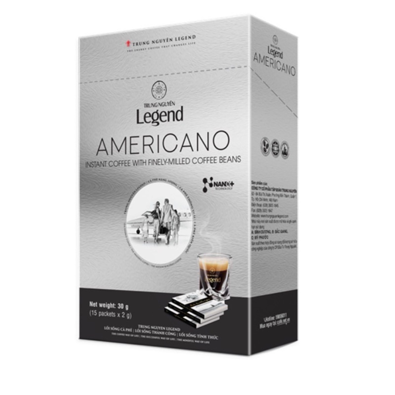 [คุ้มสุด] กาแฟดำสำเร็จรูป Trung Nguyen Legend Americano ของแท้จากเวียดนาม 2 g./15 ซอง