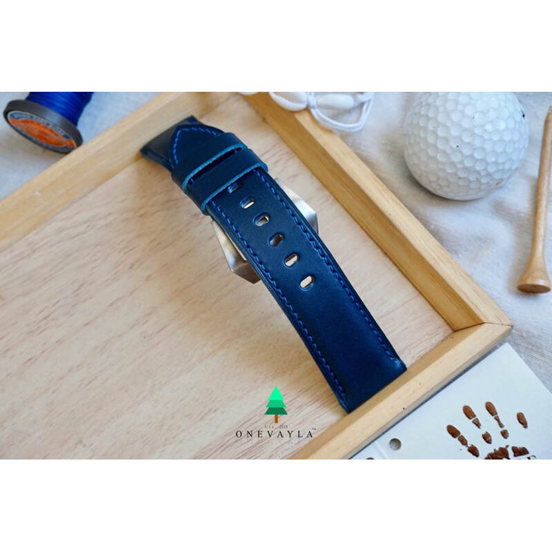 สายนาฬิกา Panerai หนังวัวฟอกฝาดอิตาลี Buttero 🇮🇹 สีน้ำเงิน