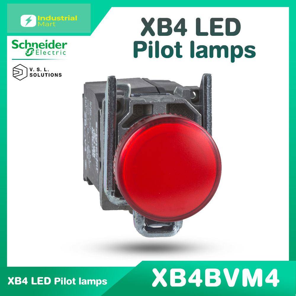 Schneider Electric XB4 ไพล็อตแลมป์ LED Ø22mm โลหะ 230-240VAC Pilot lamps(XB4BVM4แดง)