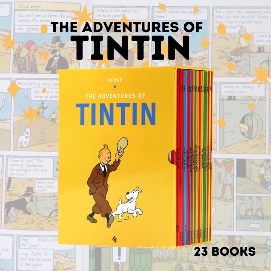 หนังสือชุด The Adventures of TinTin (กล่องเหลือง ชุด 23 เล่ม) ตินติน ผจญภัย แตงแตง คุณตาหมอ แนะนำ comic book ภาษาอังกฤษ