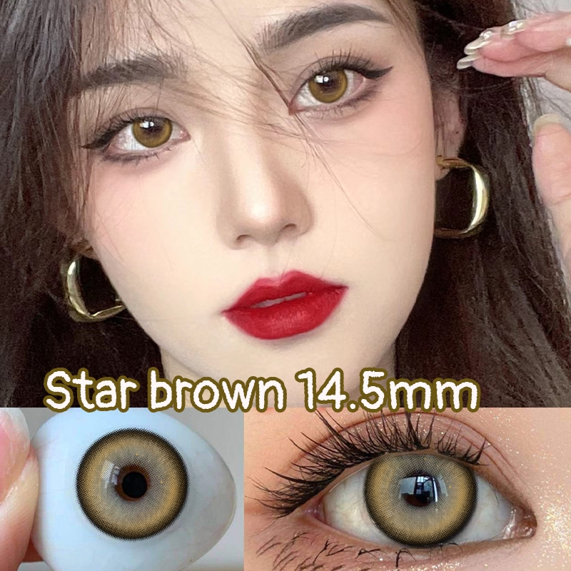 【Yilala】คอนแทคเลนส์ สีน้ำตาล/สีดำ เส้นผ่าศูนย์กลาง14.2~14.5mm ตาโต มุม:0.00~-4.50