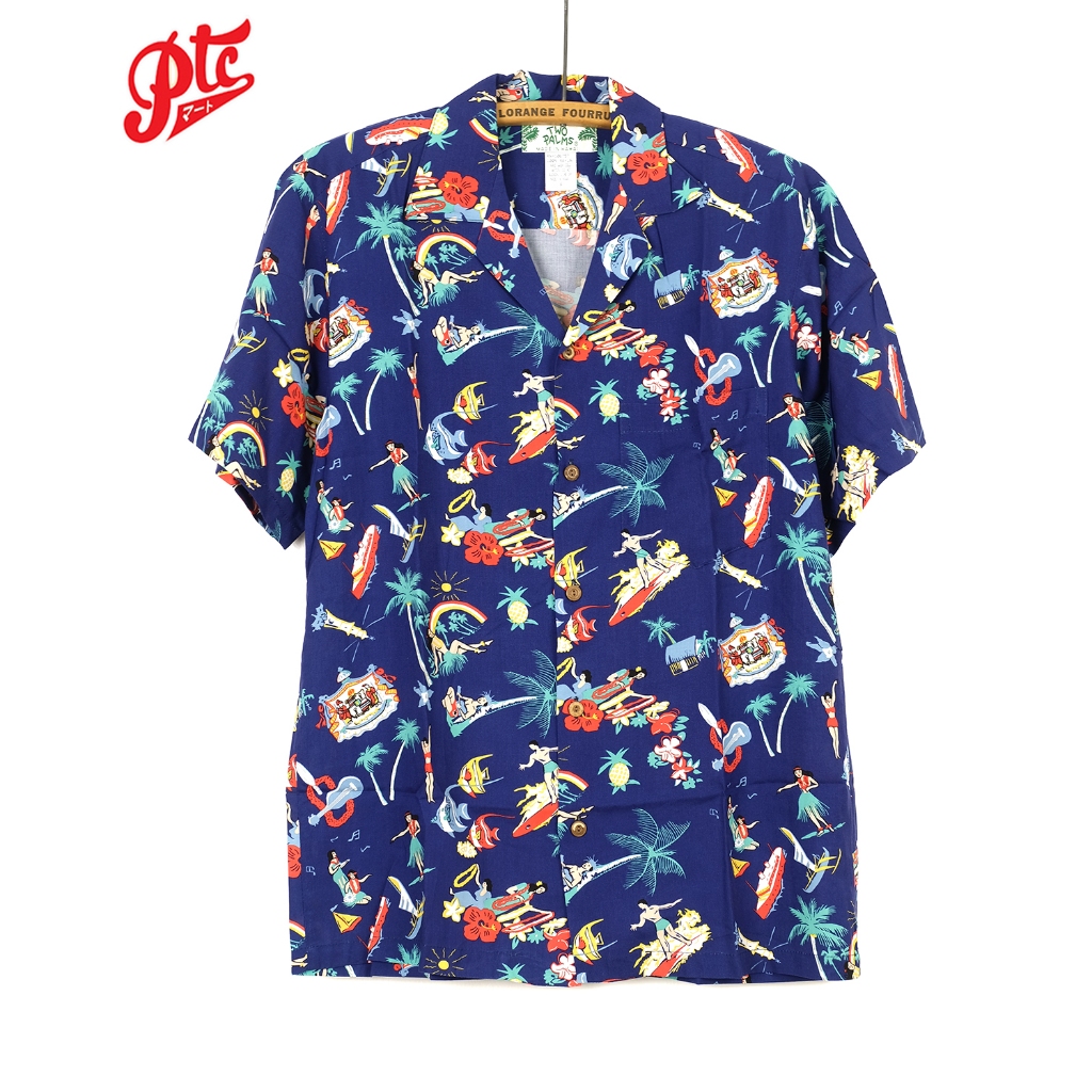 เสื้อฮาวาย TWO PALMS HAWAII SHIRT Vintage Aloha Navy