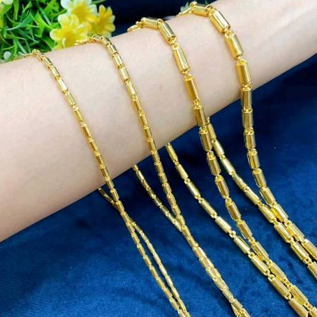 สร้อยคองานแฟชั่นสีเสมือนแท้ งานปล้องอ้อยกลมแบบเงาขนาด 2 สลึง-10บาท