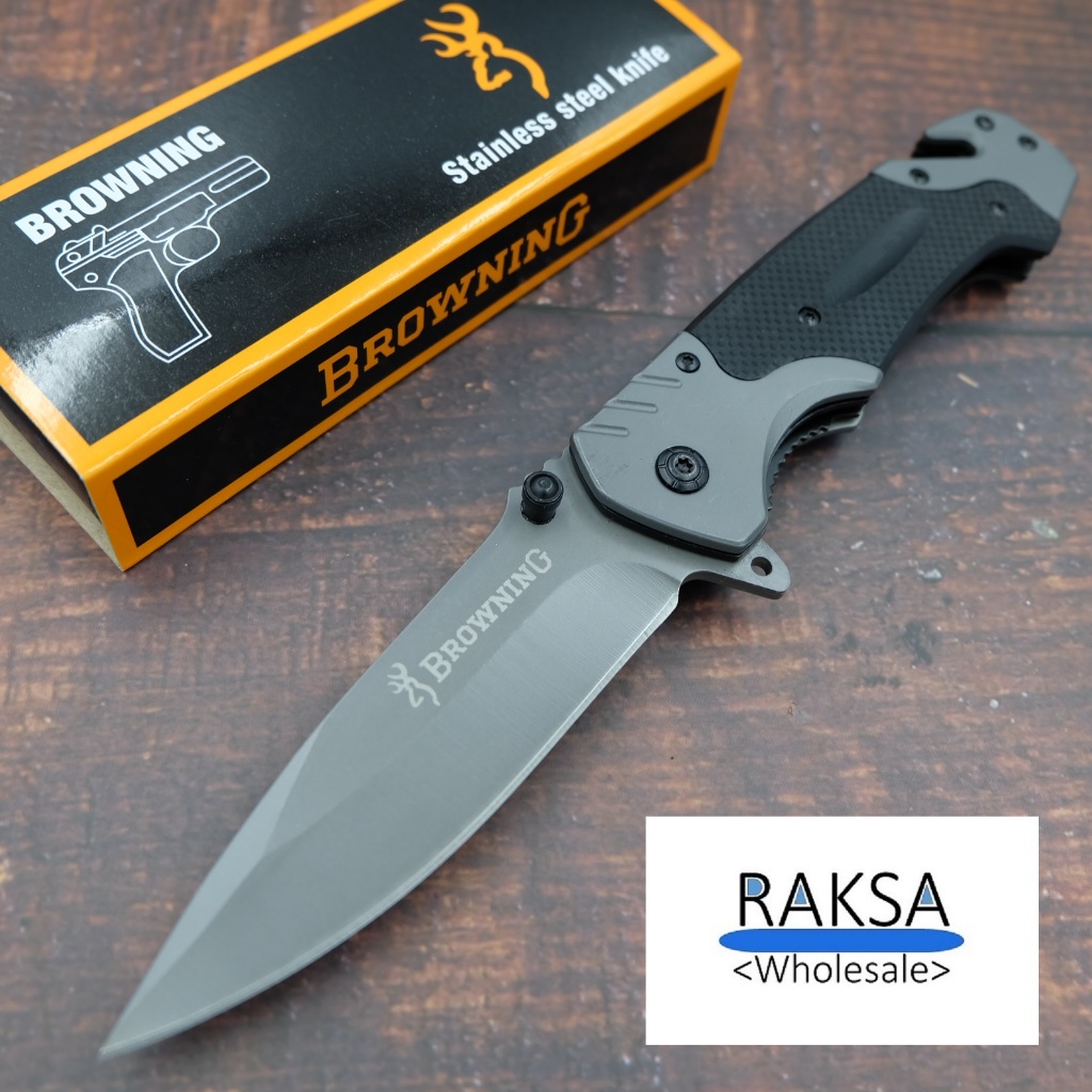 RAKSA Wholesale มีดเดินป่า มีดพับพกพา ด้ามG10กันลื่น 23cm 2CR13 มีระบบดีดใบมีด NB013