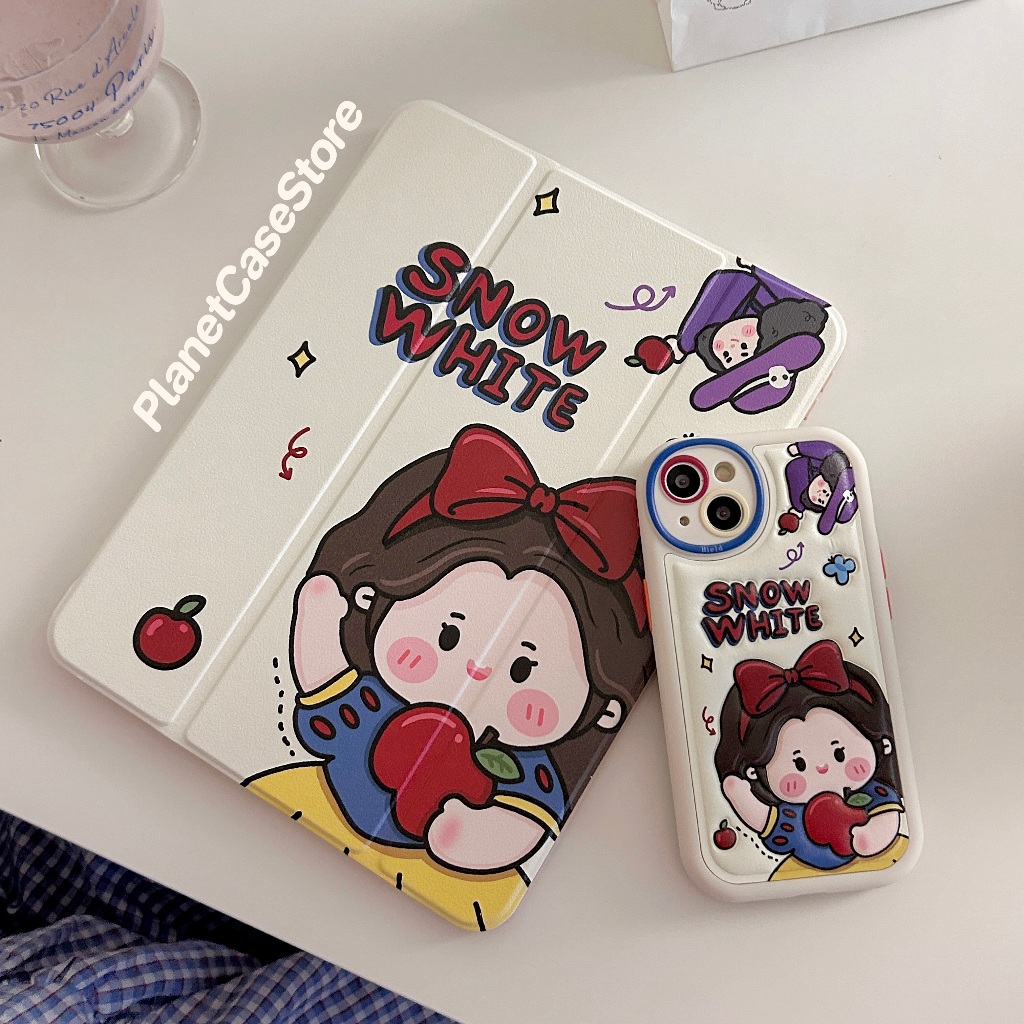 🔥พร้อมส่ง🔥เคสiPadหมุน 360°Gen12 สโนว์ไวท์ Air6 Air8 11/13 Air7 ช่องใส่ปากกาขวา Gen9Acrylic เคสไอแพด