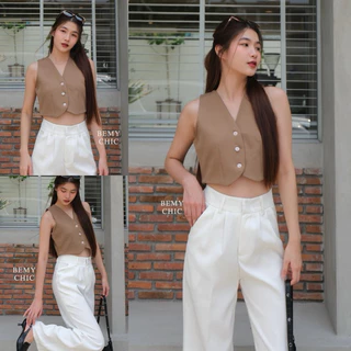 (ไม่ผลิตเพิ่ม) BEMYCHIC เสื้อกั้กครอปสูท เสื้อVest รุ่น Kendall top