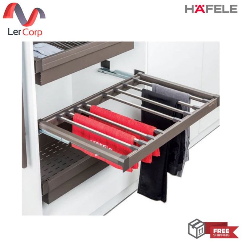 (Hafele) ราวแขวนกางเกง สำหรับตู้กว้าง 800 มม. (498.05.152) (807.95.123)