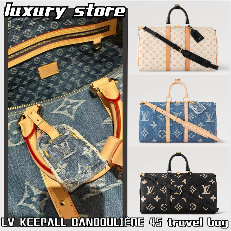 หลุยส์วิตตอง Louis Vuitton KEEPALL BANDOULIÈRE 45 กระเป๋าเดินทาง/กระเป๋าโท้ต LV