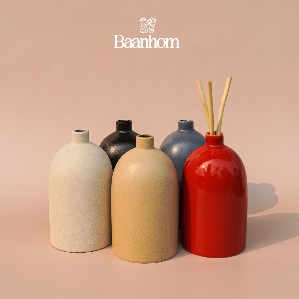 แจกันเซรามิค Baanhomceramic มินิมอล ตกแต่งบ้าน ใส่ก้านหอม สไตล์โมเดิร์น มี 5 สี
