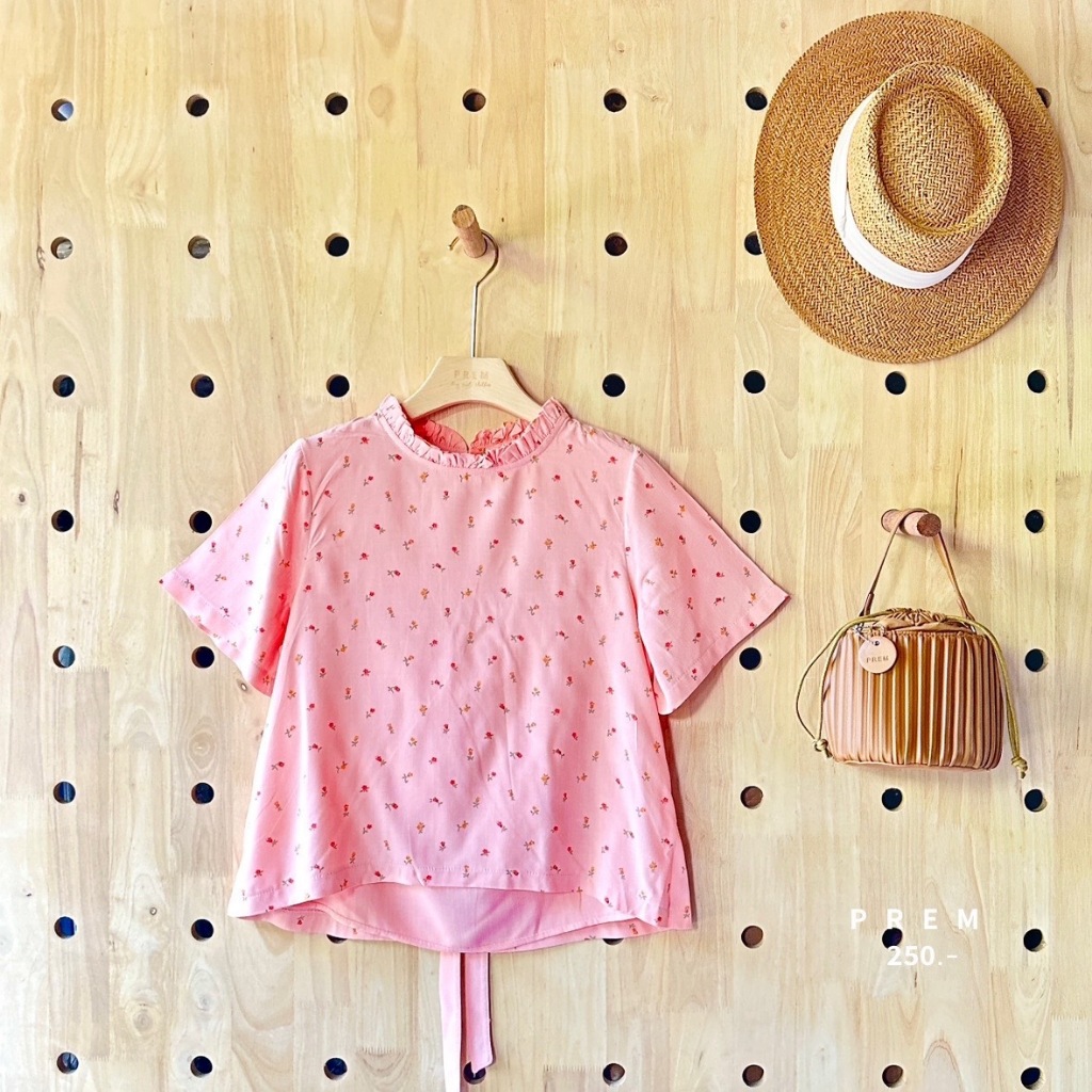 🌻เสื้อญาดา สกรีนลายดอกไม้น่ารักๆ ดีเทลผูกโบว์ด้านหลัง🌻#223