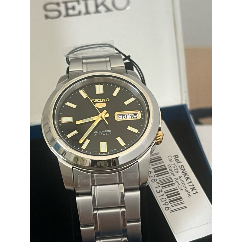 นาฬิกา Seiko รุ่น SNKK17K1 นาฬิกาผู้ชาย หน้าปัดสีดำ  ของแท้ 100%  รับประกัน 1 ปี
