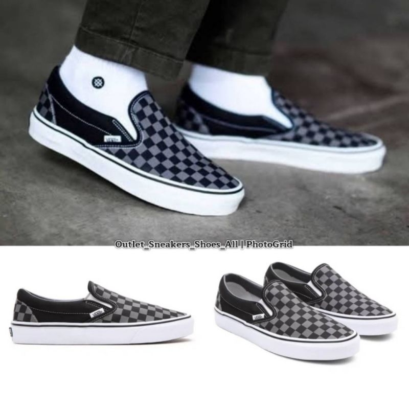 รองเท้า Vans Slip On Checkerboard Black Pewter Unisex ใส่ได้ทั้ง ชาย หญิง [ ของแท้ พร้อมส่ง ]