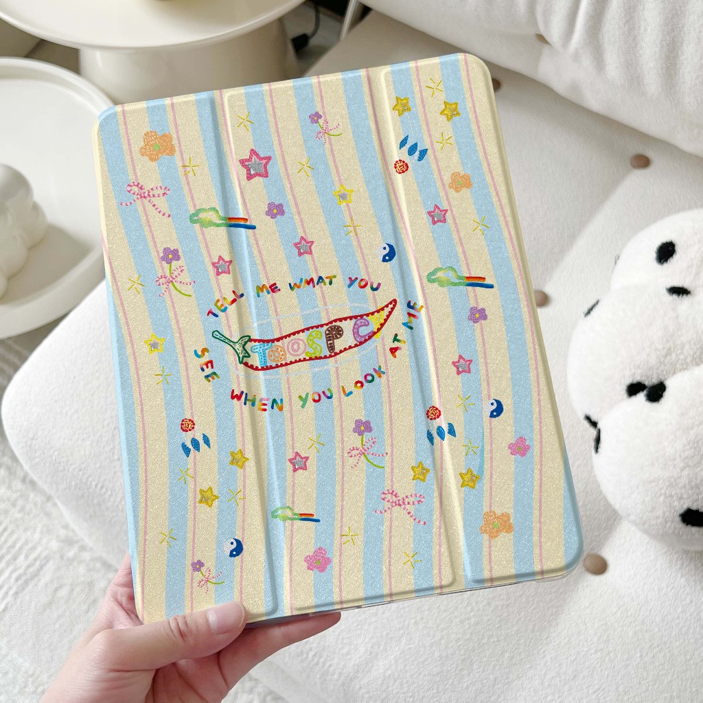 💥พร้อมส่ง💥แถบสีฟ้า เคสไอแพด Air7 Air8 Gen12 เคสiPad ดาวห้าแฉกสีสันสดใส Gen11 ใส่ปากกาได Air6 Gen10