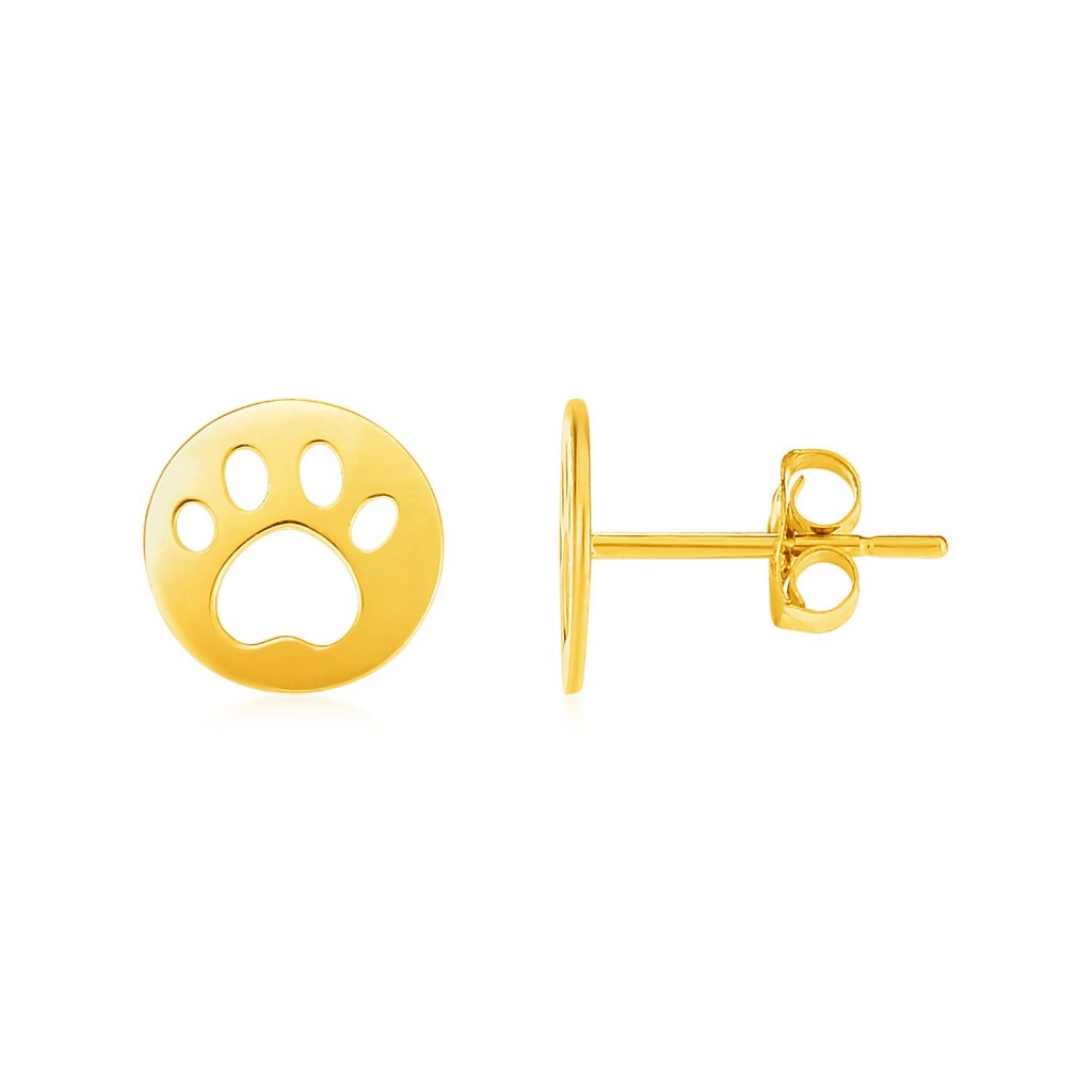 Nathalias NY ต่างหูทอง14k  Paw Prints 14k Yellow Gold Post Earrings with Paw Prints Pre order 10-12 