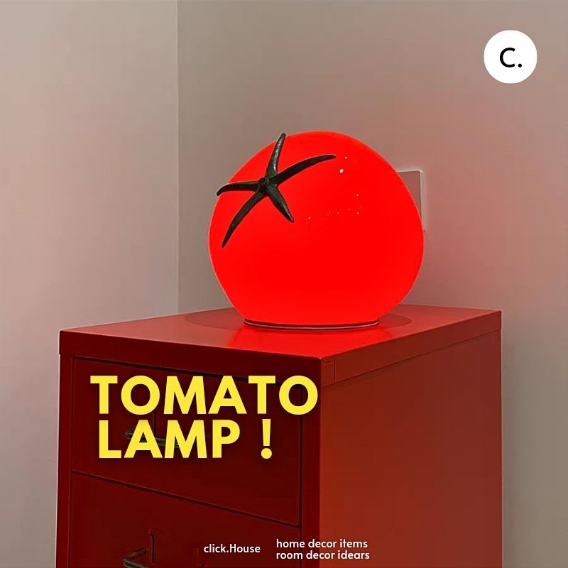 🔘𝐓𝐨𝐦𝐚𝐭𝐨 𝐋𝐚𝐦𝐩 ! 𓏔 🍅 ใหม่ 2024! โคมไฟตั้งโต๊ะมะเขือเทศ ผลแดงและผลอมส้มเหลือง สุดคิวท์ 🧺〰️