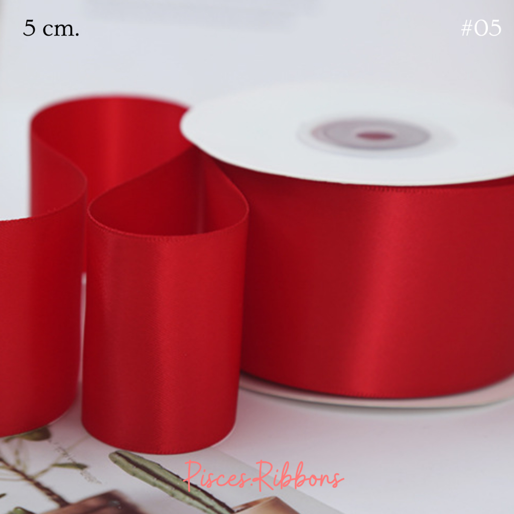 ริบบิ้นซาตินสีเรียบเงา 2 ด้าน ขนาด 5 cm. Double Side Ribbon – รุ่น Premium Satin ผูกของขวัญวันเกิด [RBY-0023] - รูปที่ 7