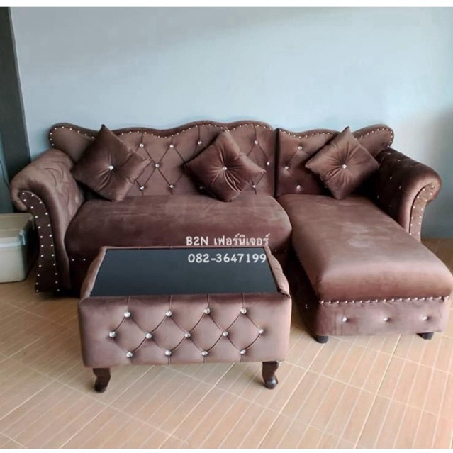 โซฟา L เจ้าหญิง ขนาด 2.30*1.30 เมตร ผ้าหนังเกรดพรีเมียร์ เลือกผ้าได้ *ไม่รวมโต๊ะกลางค่ะ