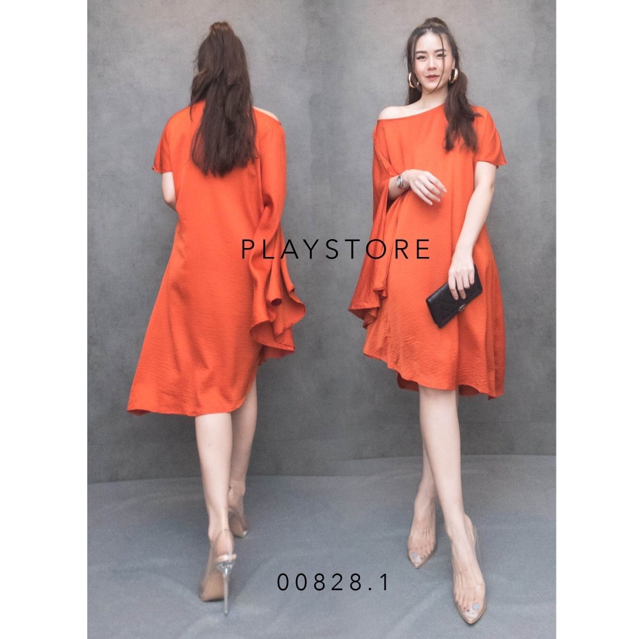 🩷🩷 MirrorSister 00828.1 เดรสซาติน ชายเฉียง เนื้อดีมีน้ำหนัก เก๋ สวยหรู ดีไซน์แขนทั้ง2ข้าง ต่างสไตล์ - รูปที่ 4