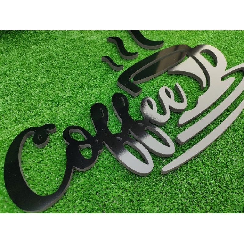 ป้ายโลโก้พลาสวูด  ตกแต่งร้านกาแฟ Coffee